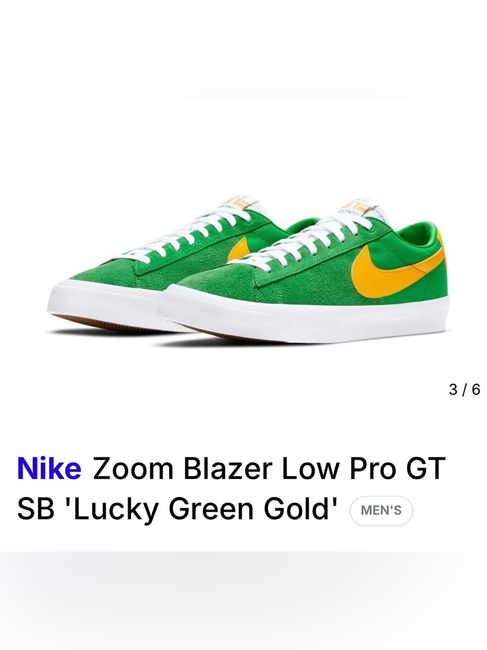 Nike Zoom Blazer Low Pro GT SB - Lucky Green Gold, Size 12